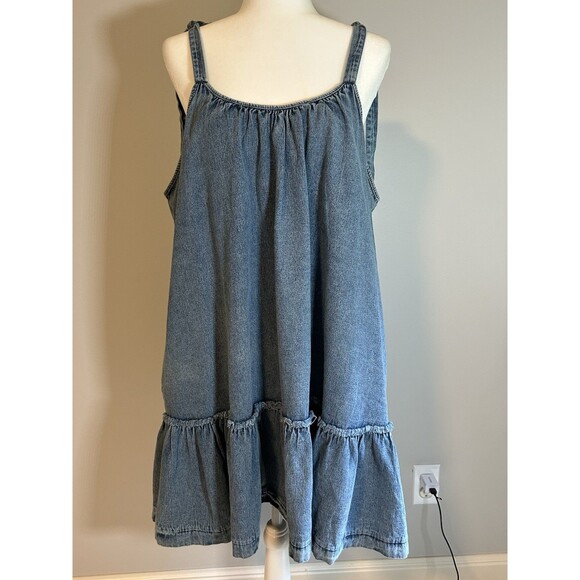 Denim Dress Summer High End Elegant Loose Fit Flowy Large - Picture 1 of 5